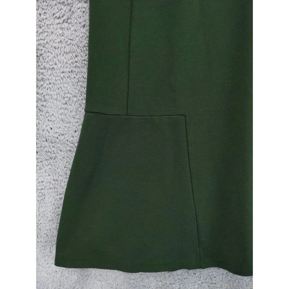 J Jill Ponte Knit Dress Green Midi 3/4 Sleeve Pockets‎ Size M